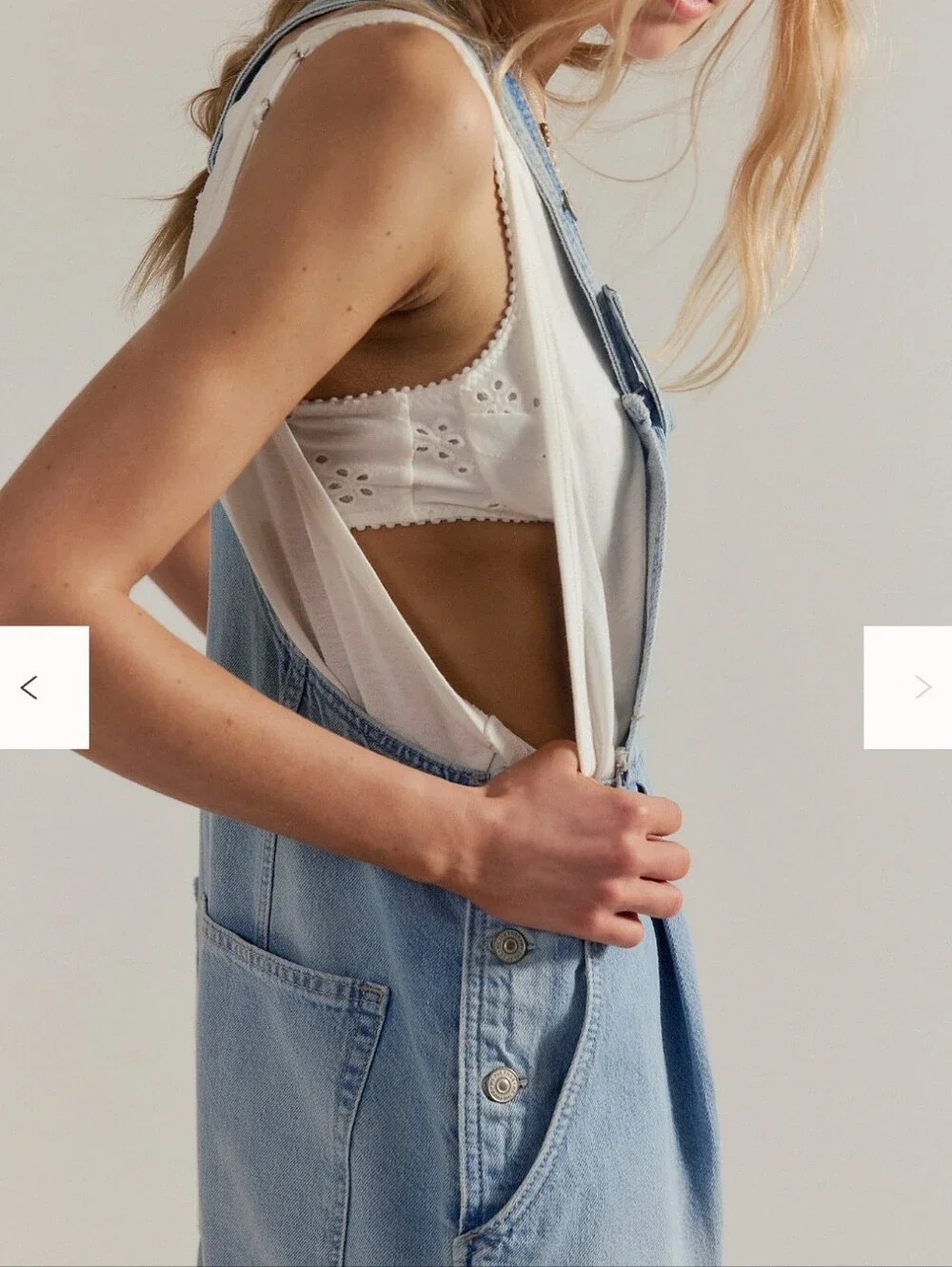 Free People Light Wash Denim Wide-Leg Overalls Jumpsuit